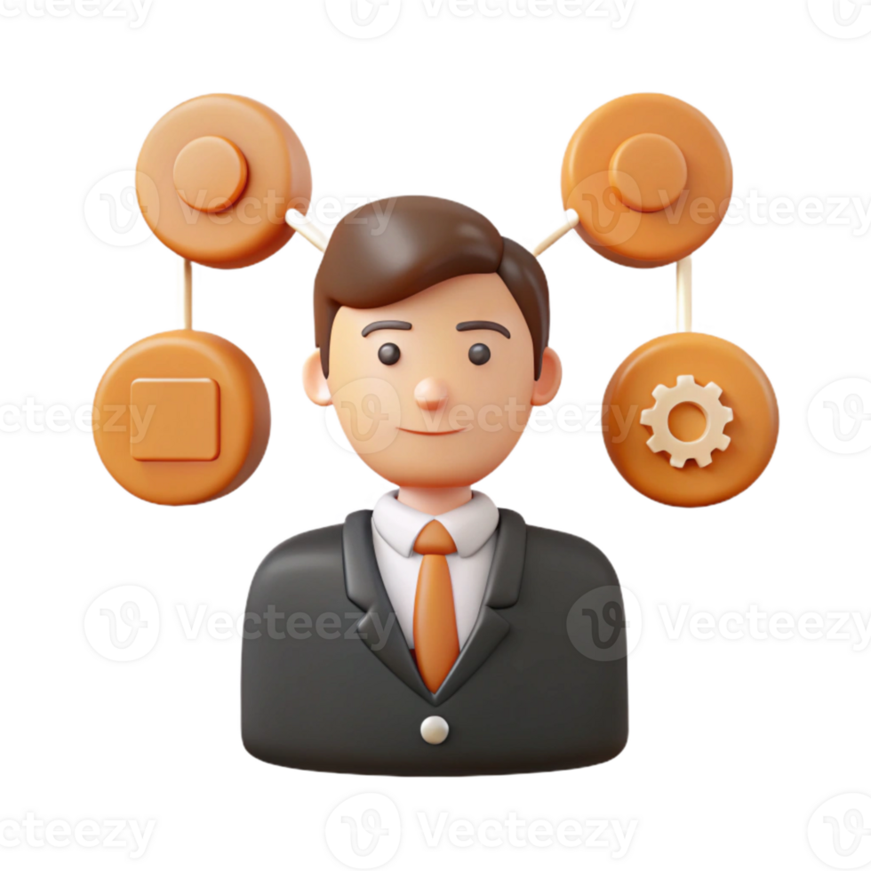 Connected Businessman 3D Rendering of a Professional Networked png