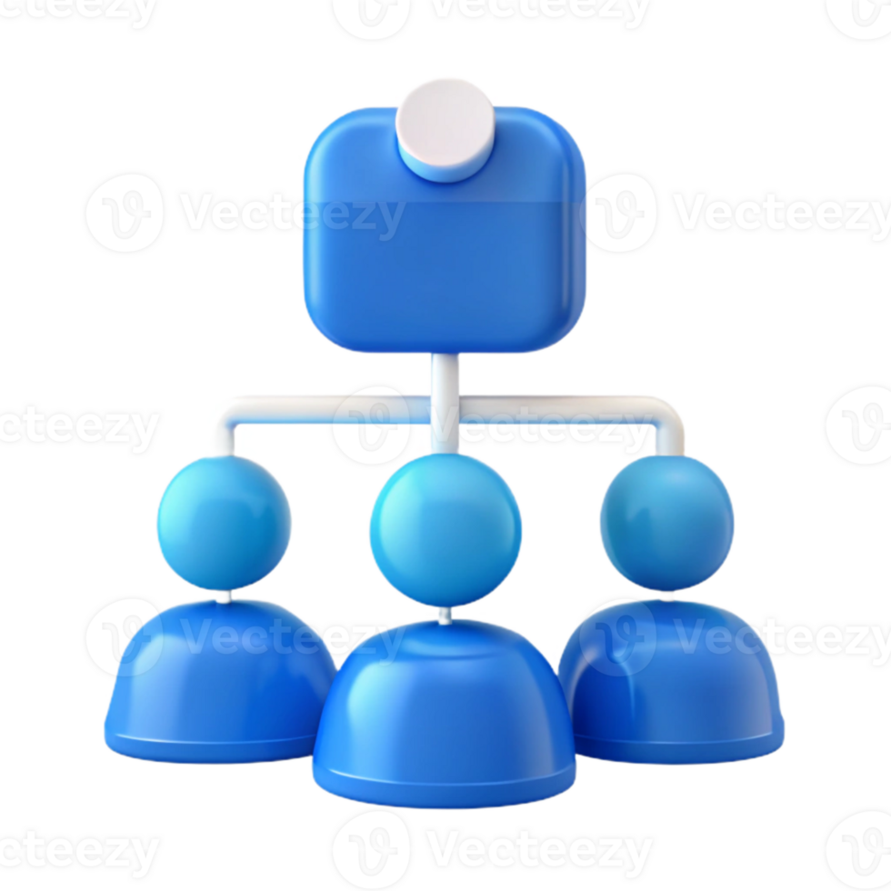 Hierarchical Structure 3D Rendering of a Simple Organization Chart png