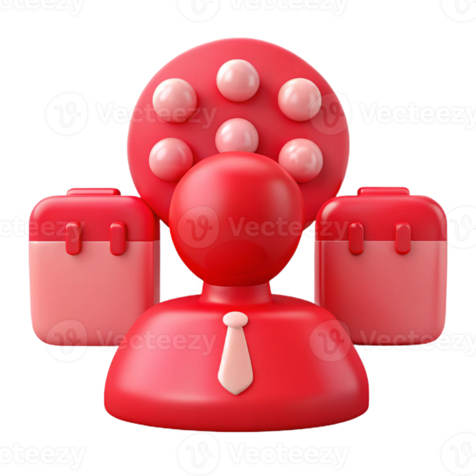 vermelho 3d pessoa com gravata e circular objeto acima png
