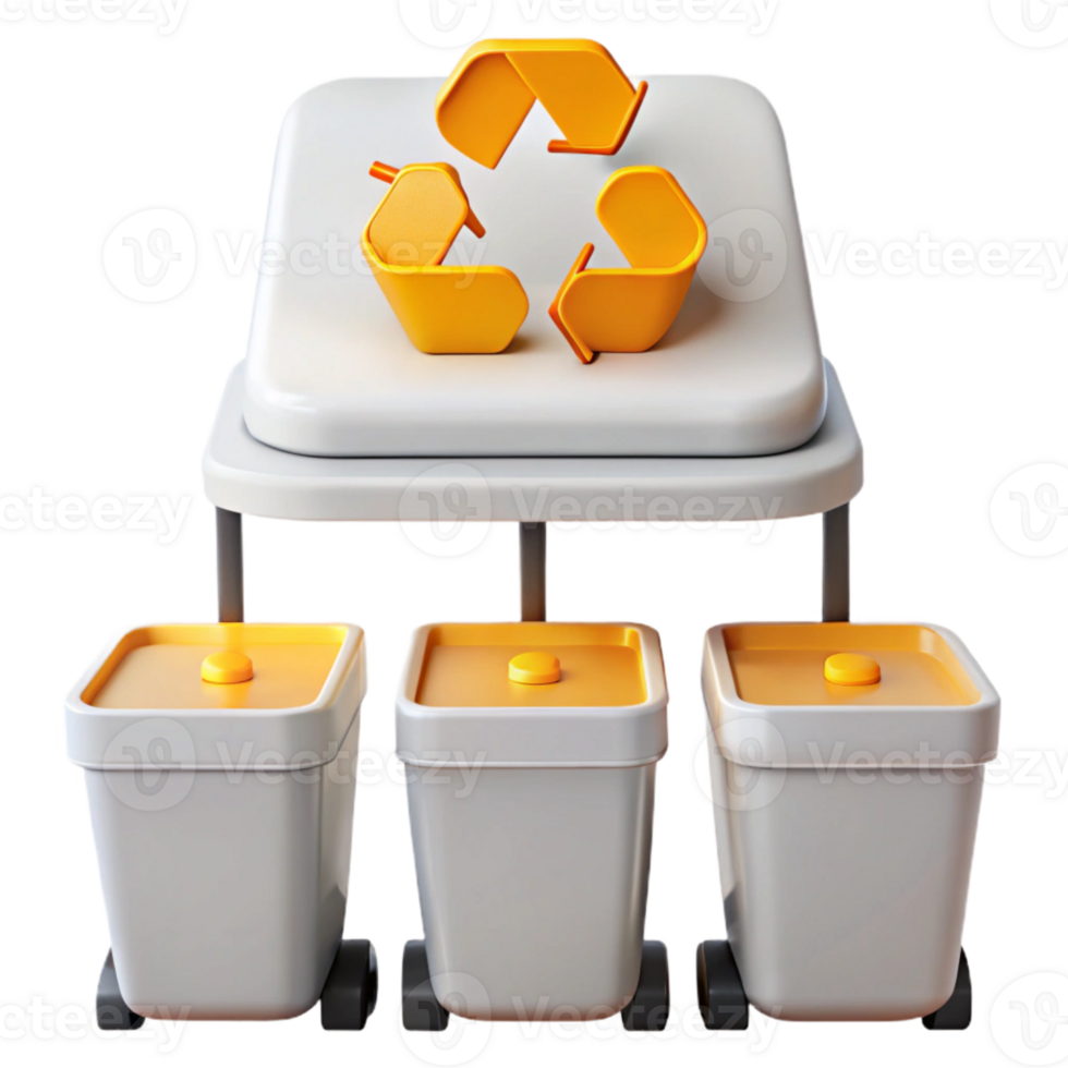 Recycling Bins with Yellow Recycling Symbol png