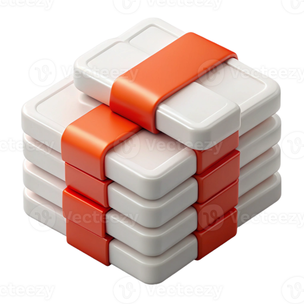 Stack of White Cubes with Red Straps png