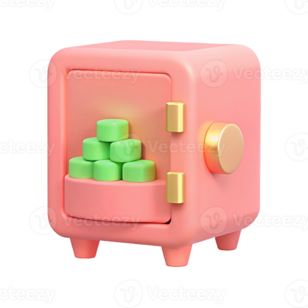 Pink Safe with Green Blocks png
