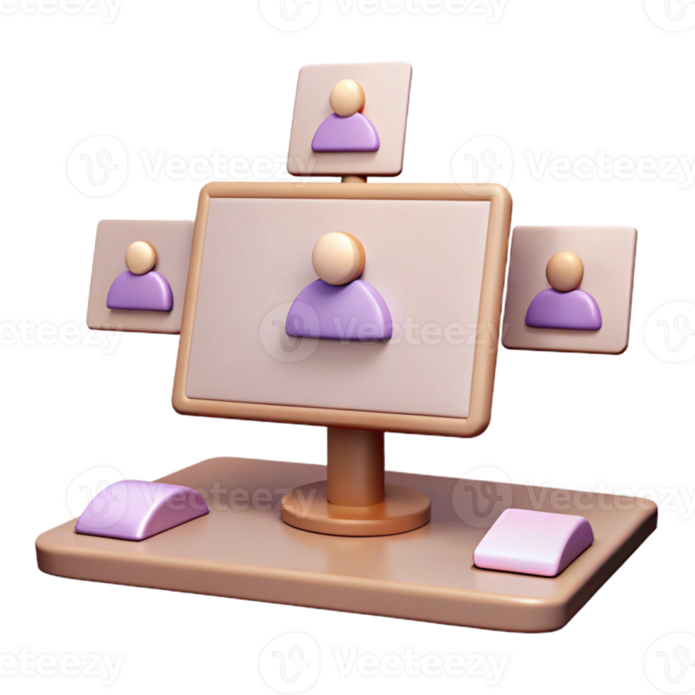 Computer Screen with Multiple Users for Online Meeting or Chat png