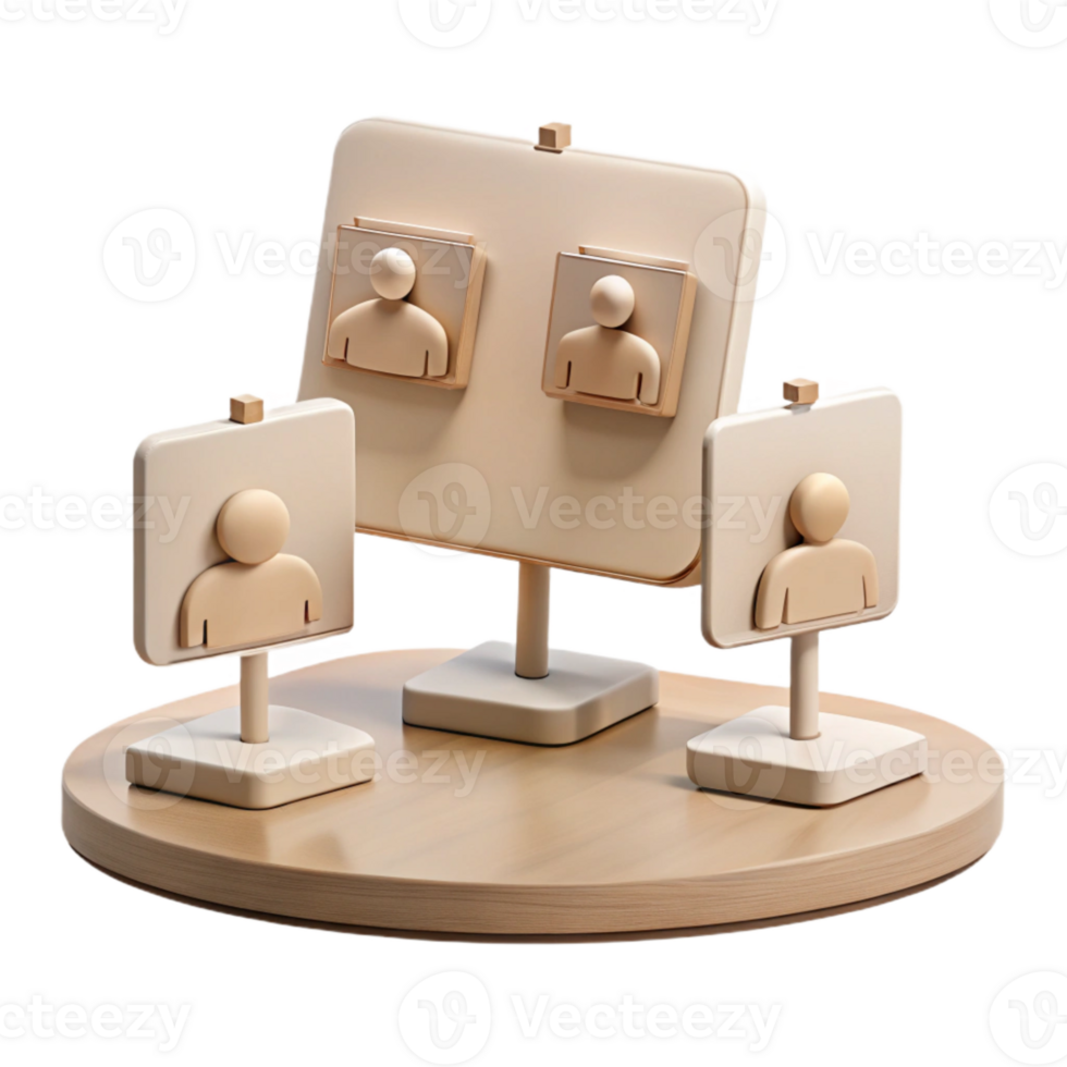 3D Render of Person Icons on Stands png