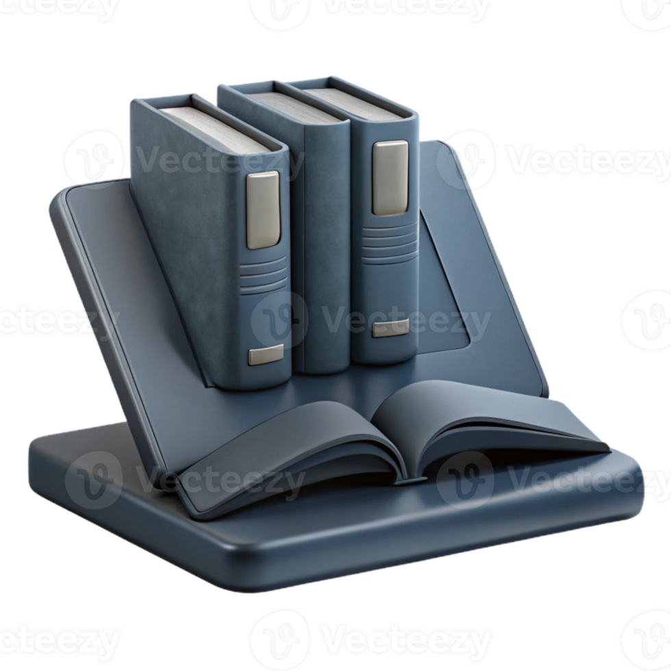 Open Book with Three Stacked Books png