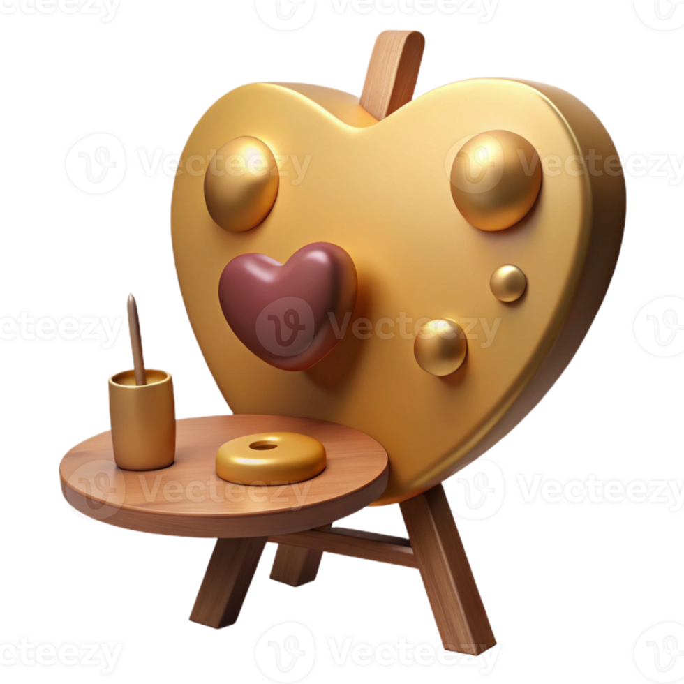 Heart-Shaped Canvas with Paintbrush and Palette png