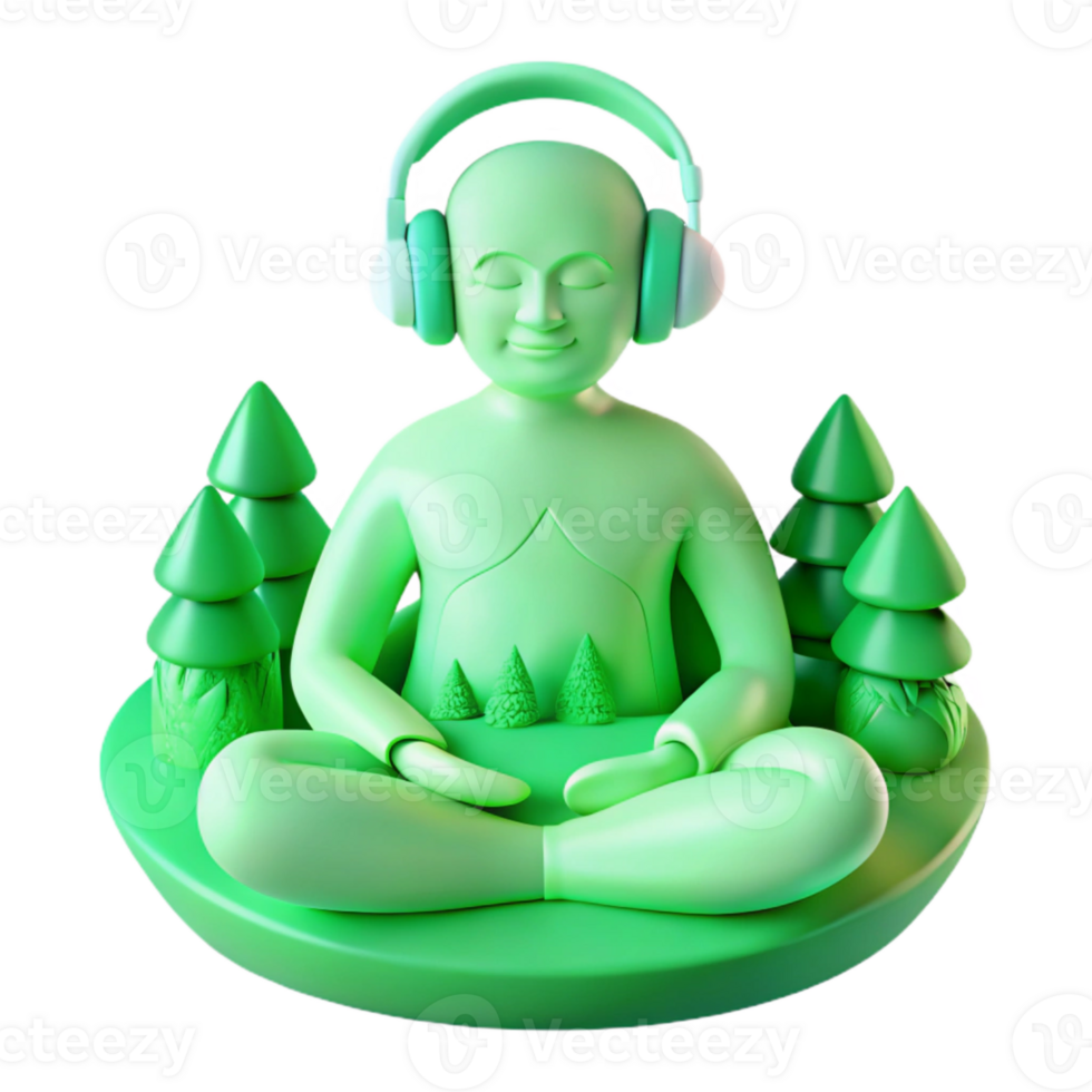 Meditating in Nature Find Peace and Tranquility with Headphones png