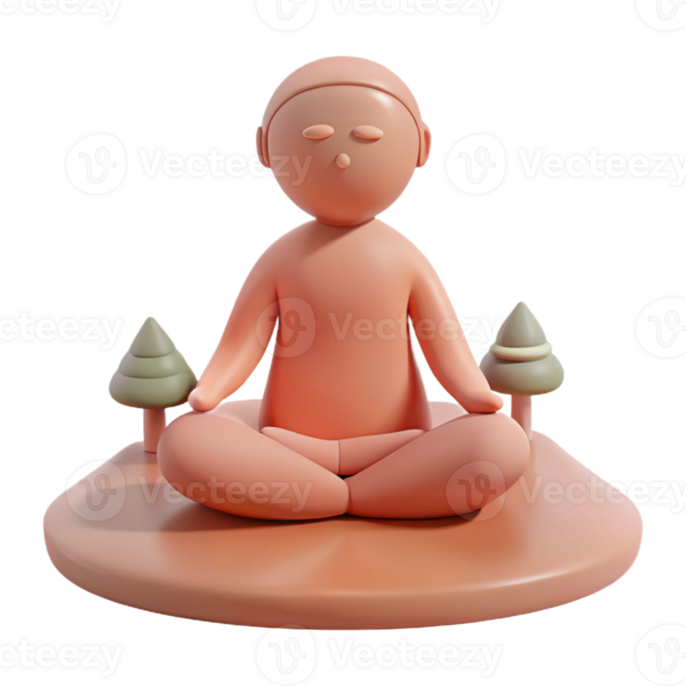 3D Render of Person Meditating in Nature png