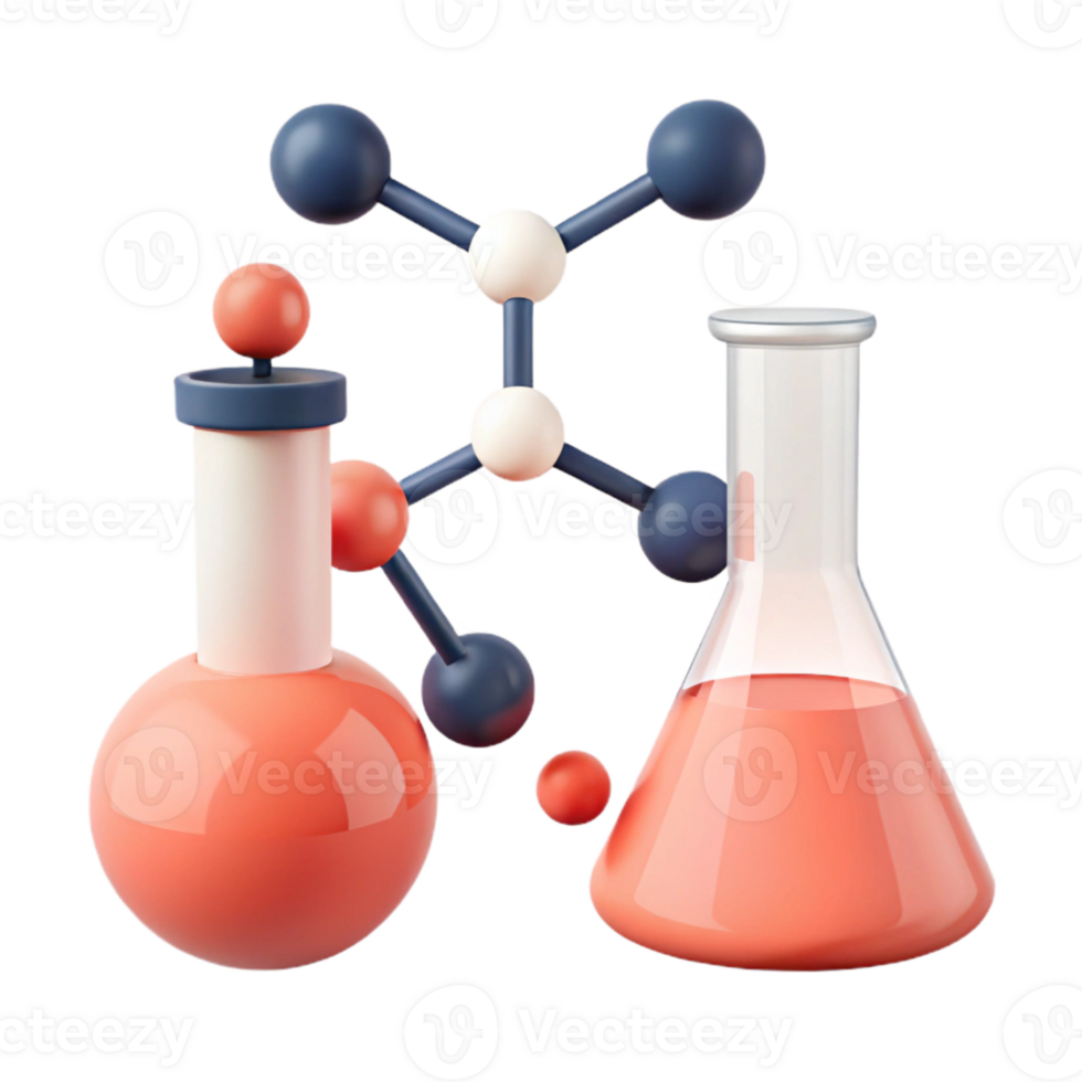Chemistry Illustration Flasks and Molecular Structure png