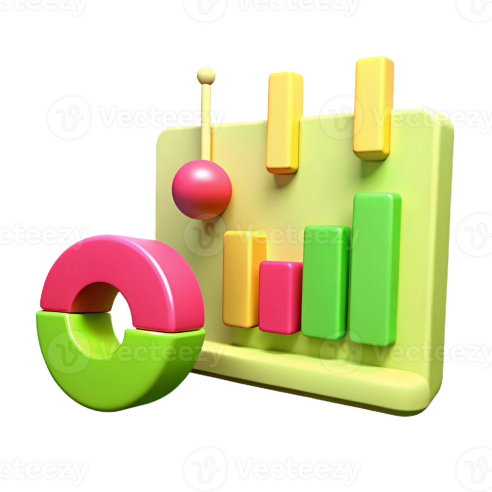 Colorful 3D Charts and Graphs for Data Visualization png