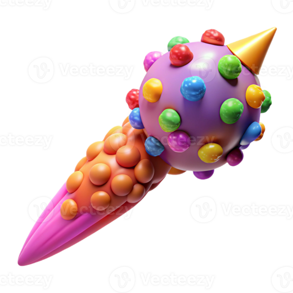 Abstract 3D Colorful Object with Bumps and Spikes png