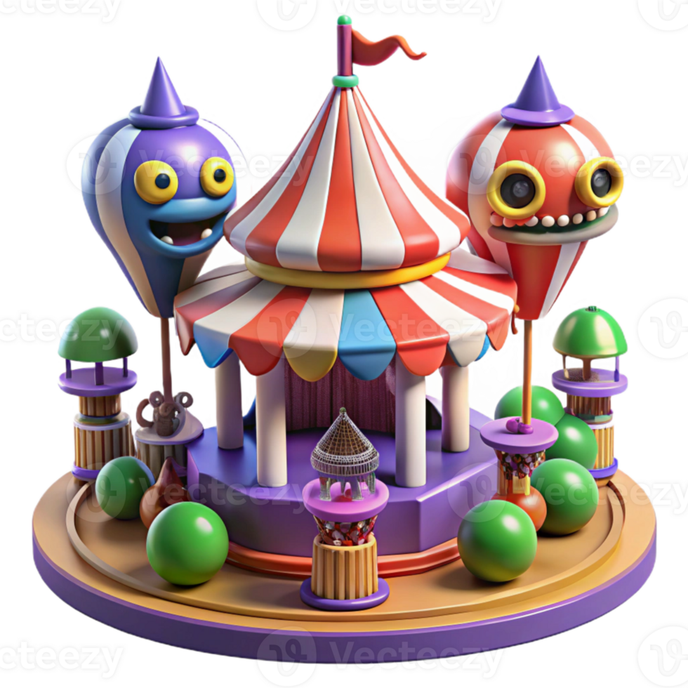 Carnival Fun with Colorful Balloons and a Festive Tent png
