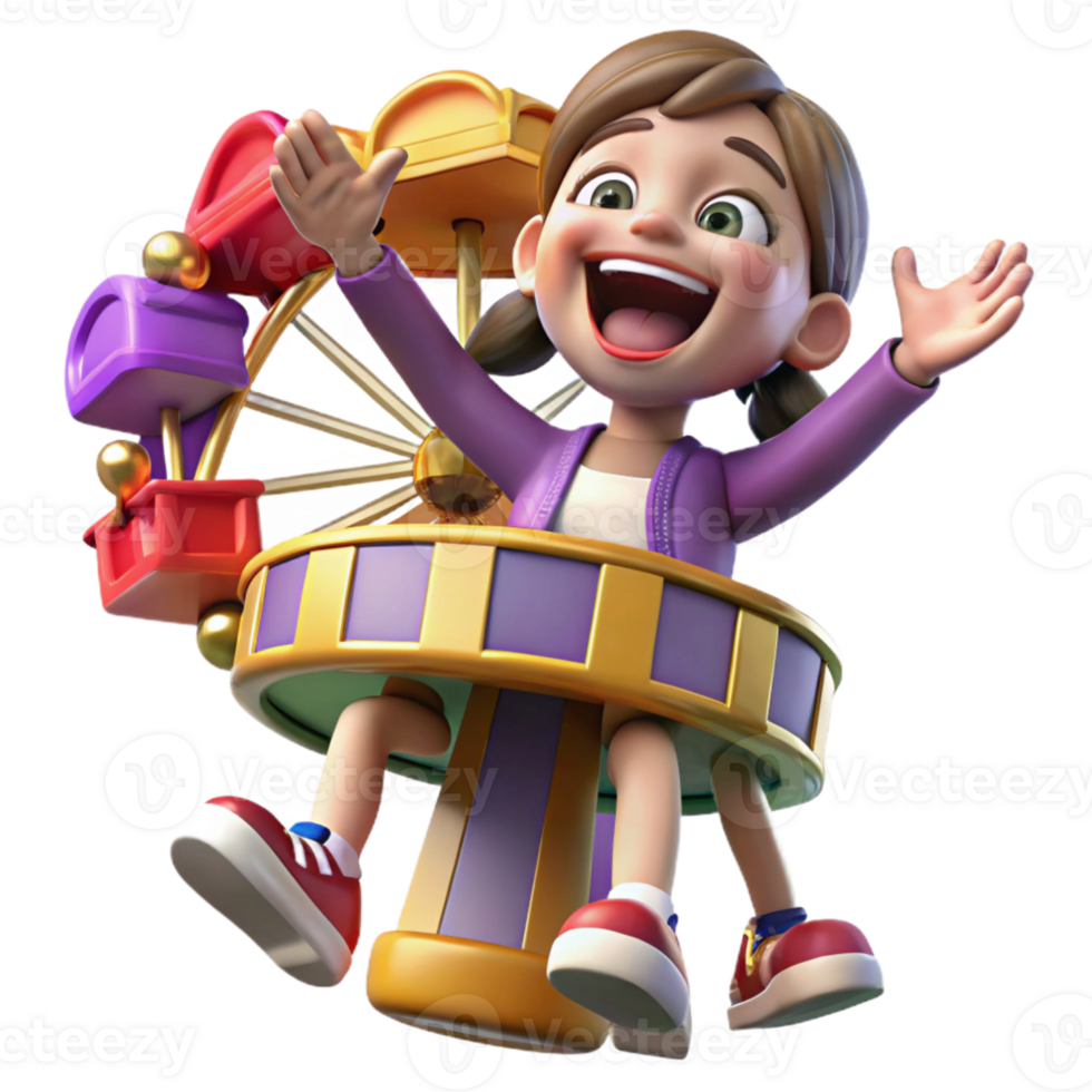 Smiling Girl On A Ferris Wheel Ride png