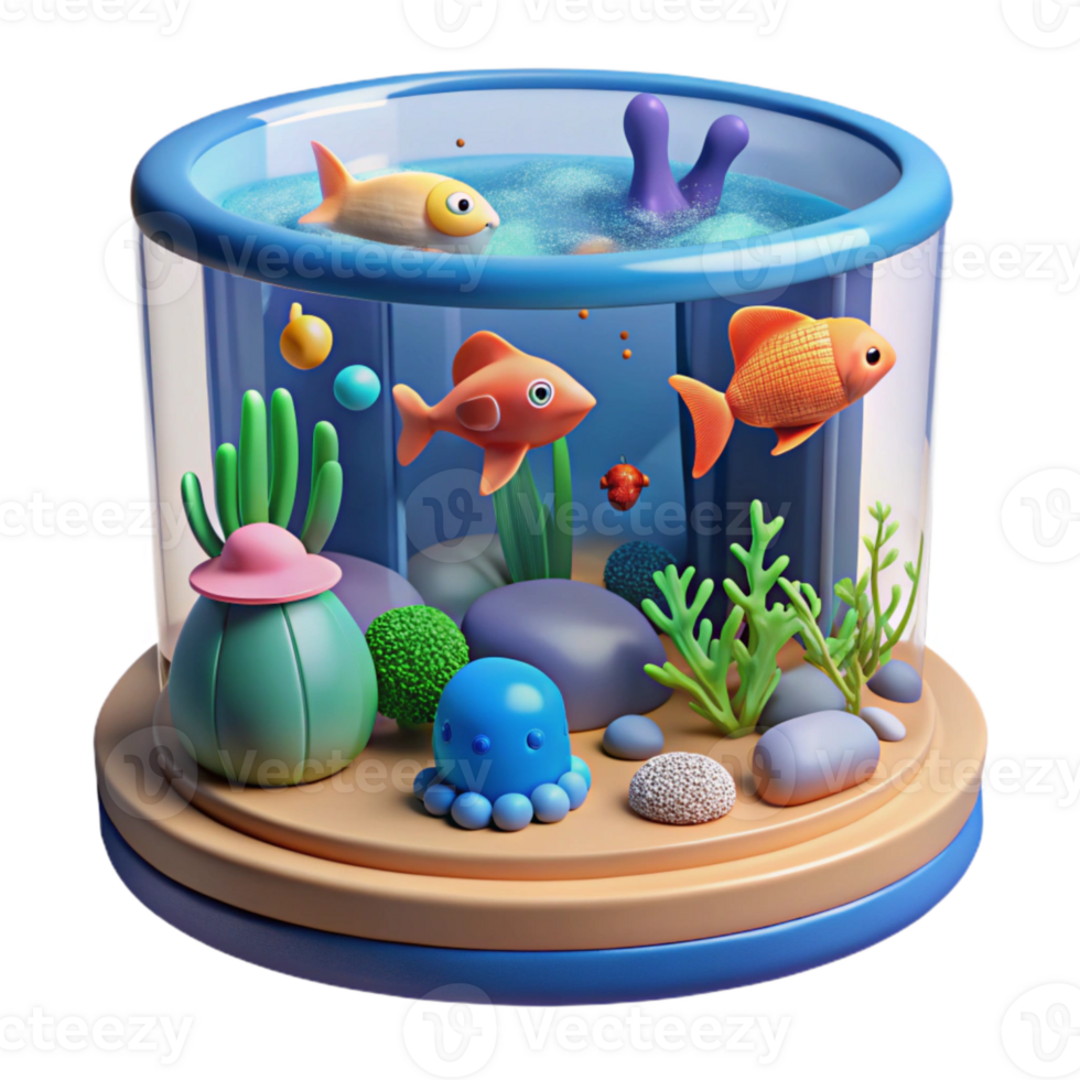 Colorful Underwater Scene with Fish, Octopus, and Coral Reef png