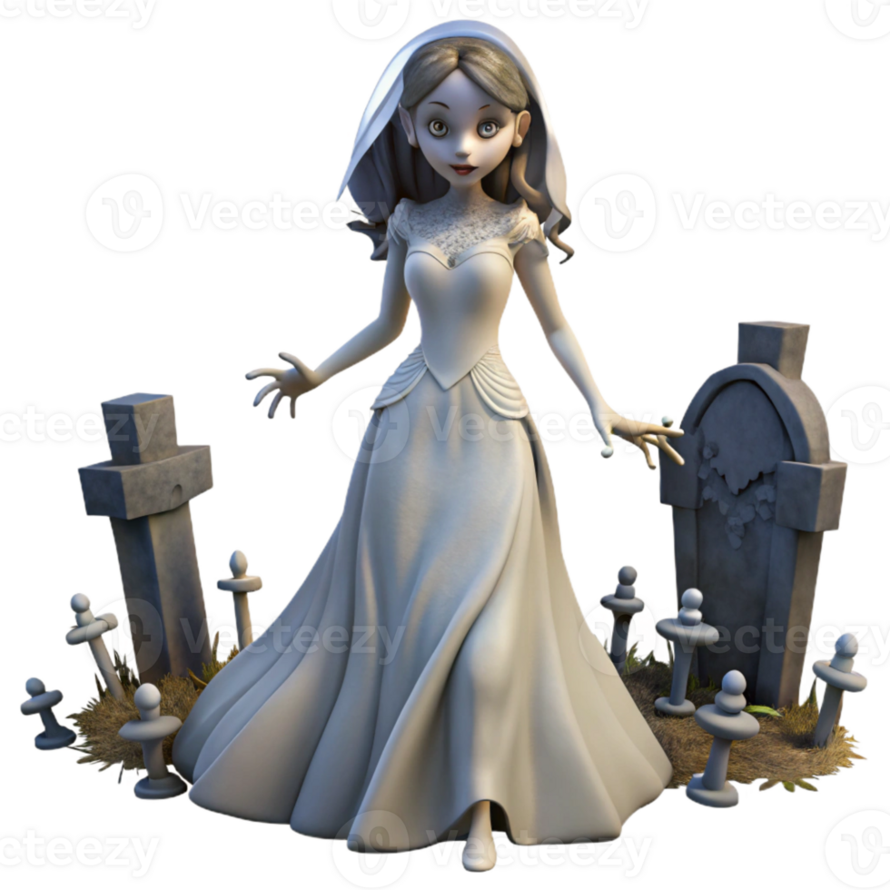 Ghost Bride in Graveyard png
