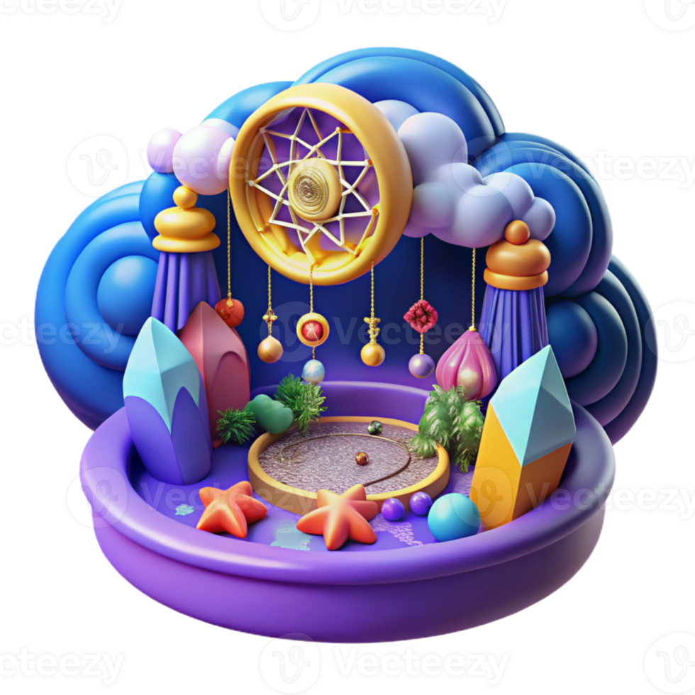 3D Dreamcatcher Illustration with Colorful Decor png