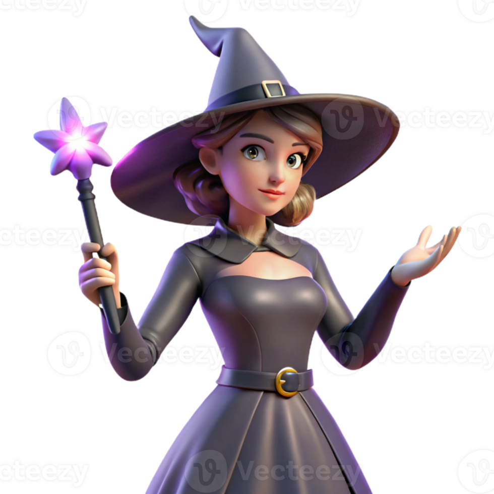 Cute Witch with Magical Wand png