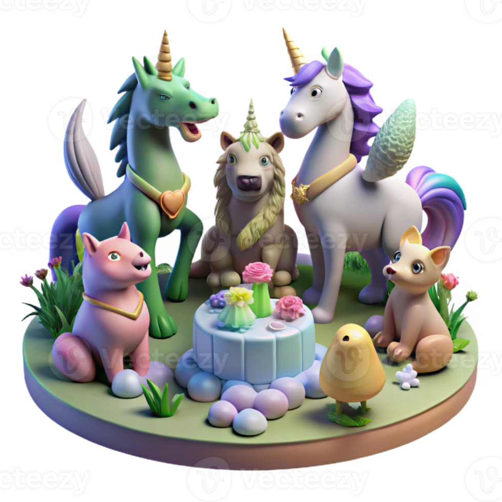 Fantasy Creatures Gather Around a Table in a Magical Setting png