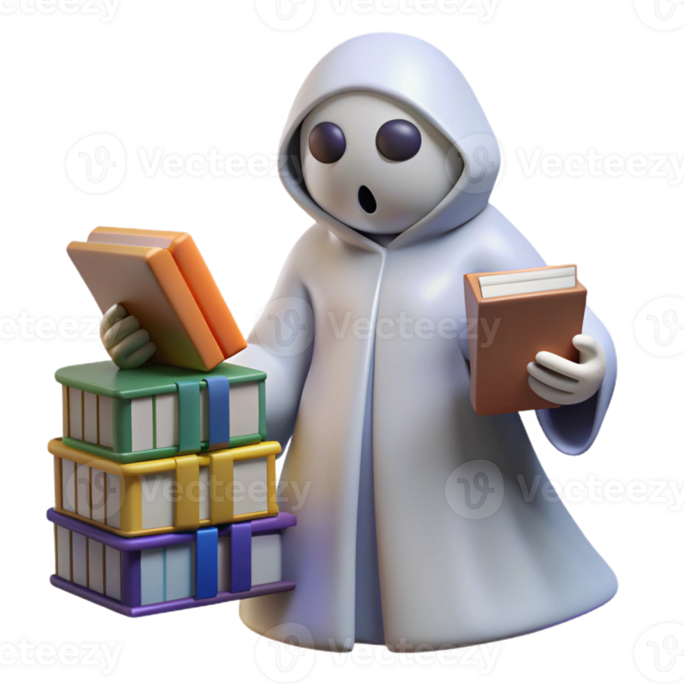 Ghostly Figure with Books png
