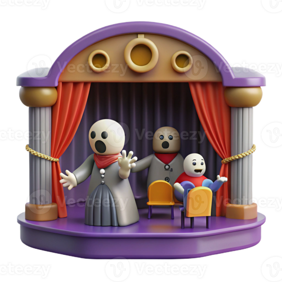 3D Puppet Show Characters on Stage png