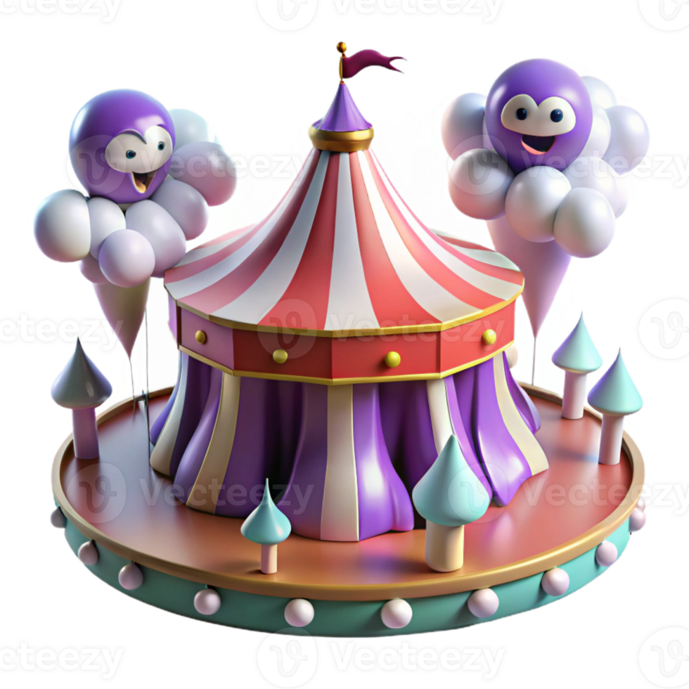 Colorful Circus Tent with Fun Characters png
