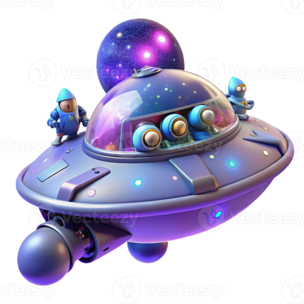Cute Cartoon Spaceship with Astronauts png