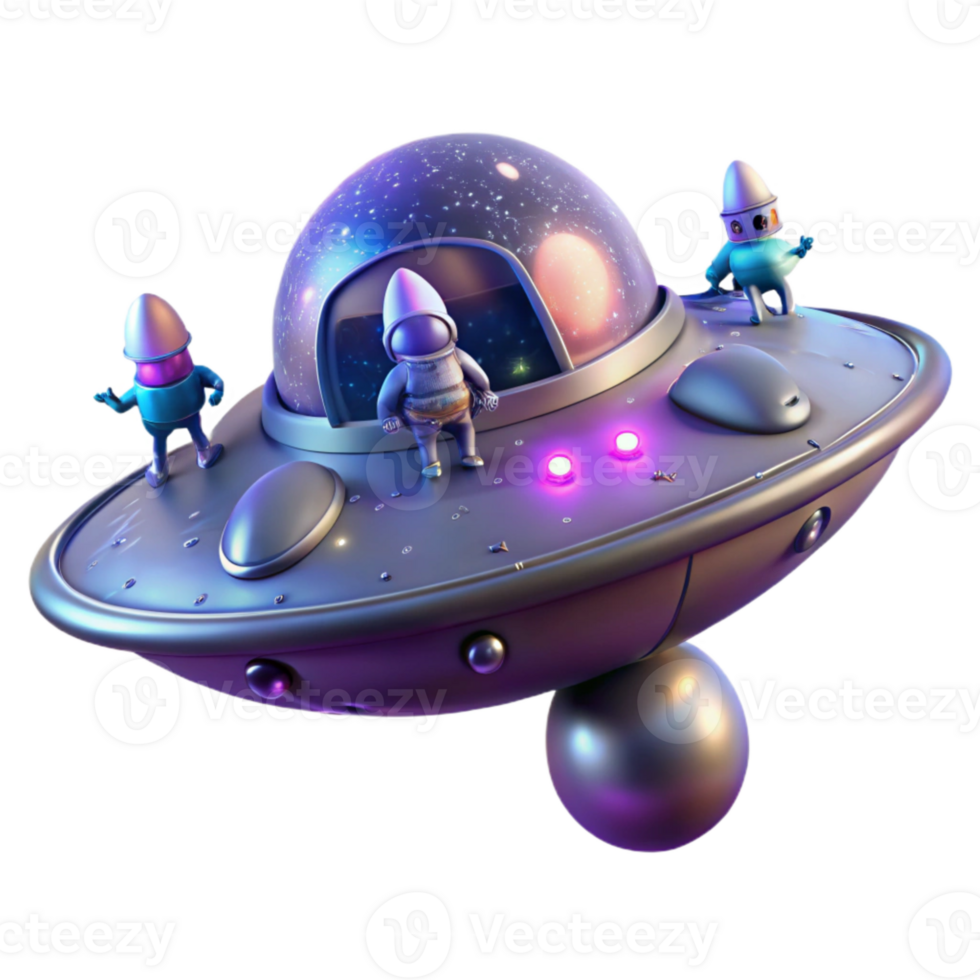 Flying Saucer with Astronauts and Aliens png