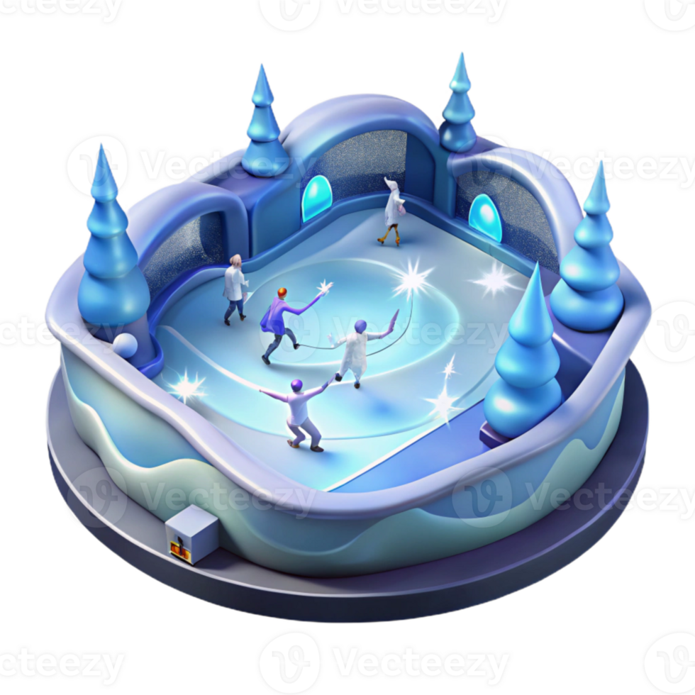 Winter Wonderland Ice Skating Rink with Festive Decorations png