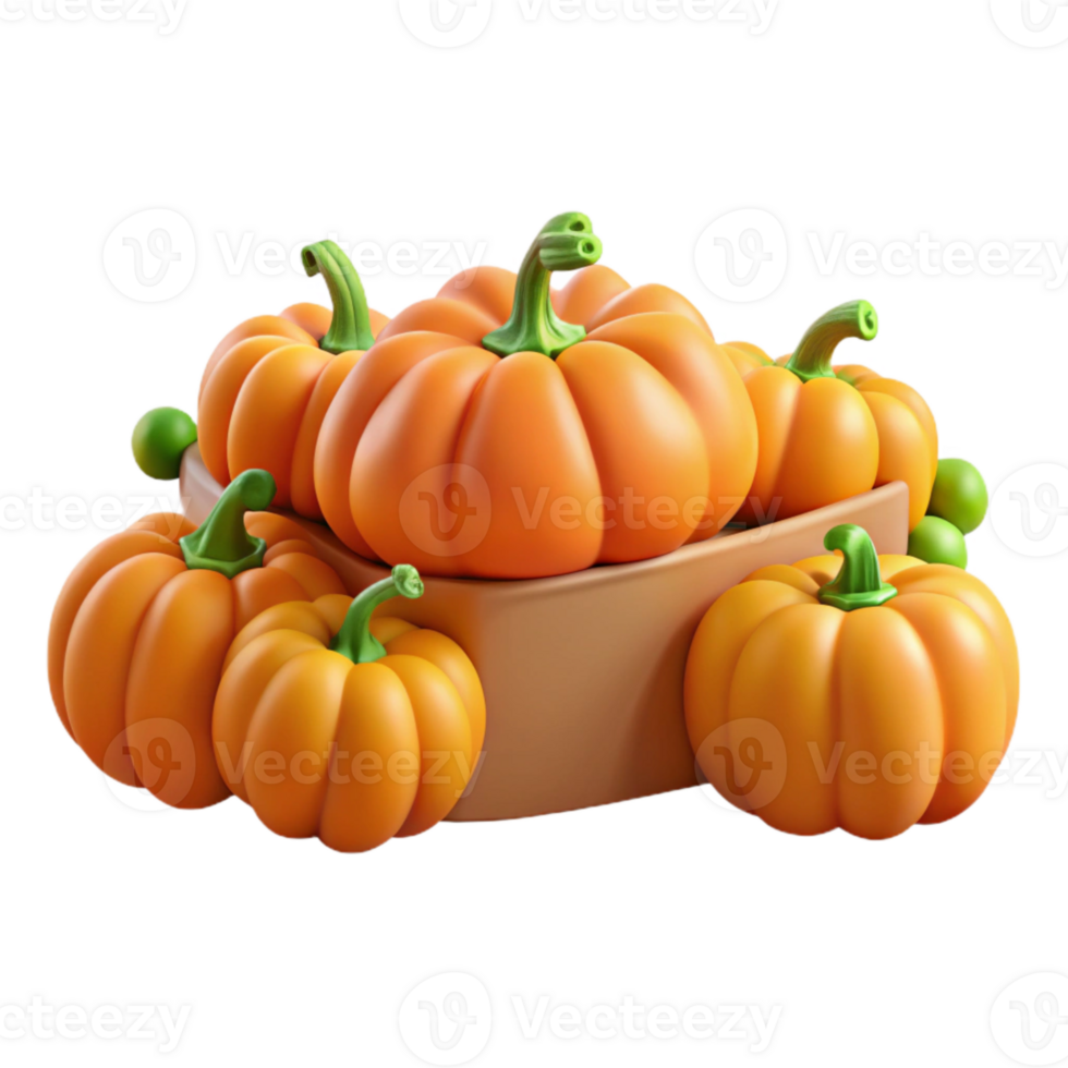 Pumpkins in a Box Autumnal Produce png