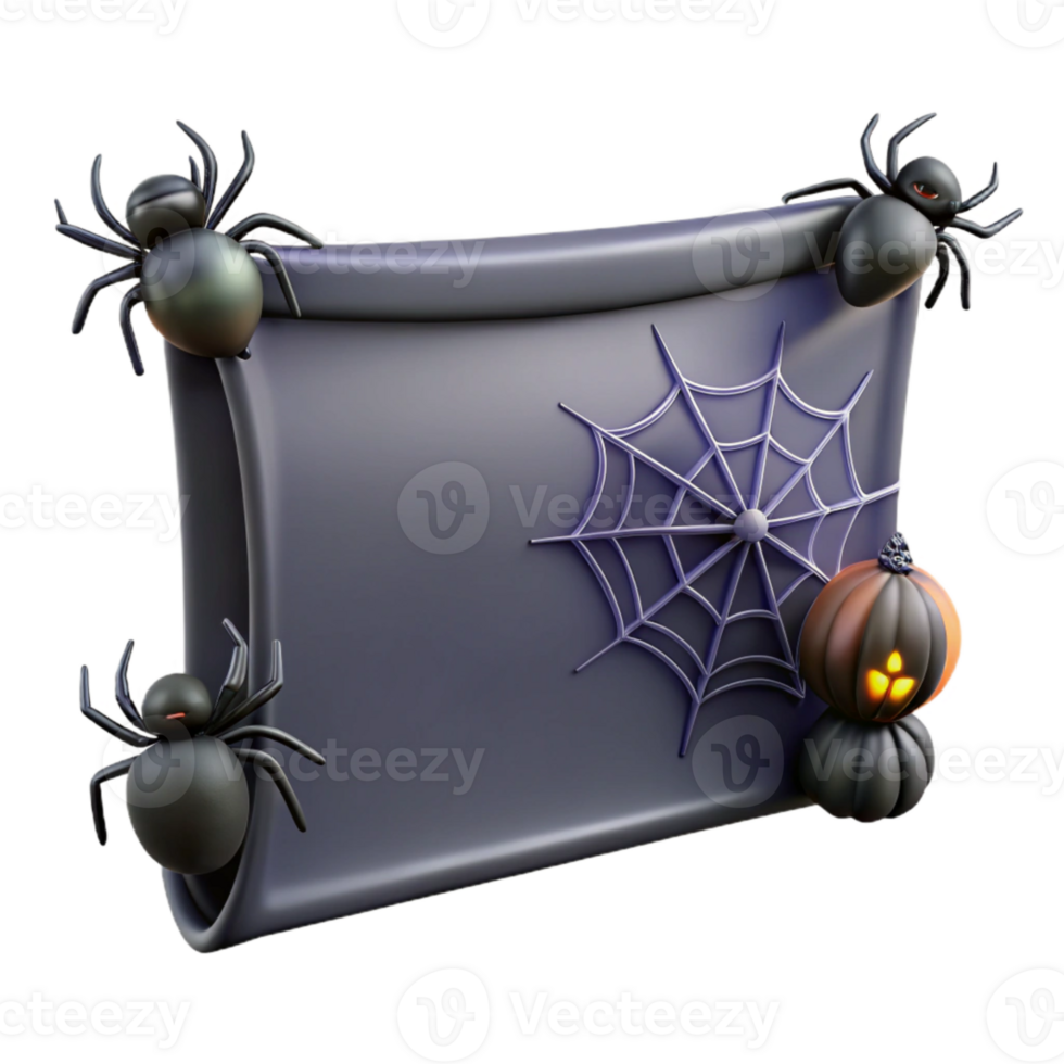 Spooky Halloween Banner with Spiders and Web png
