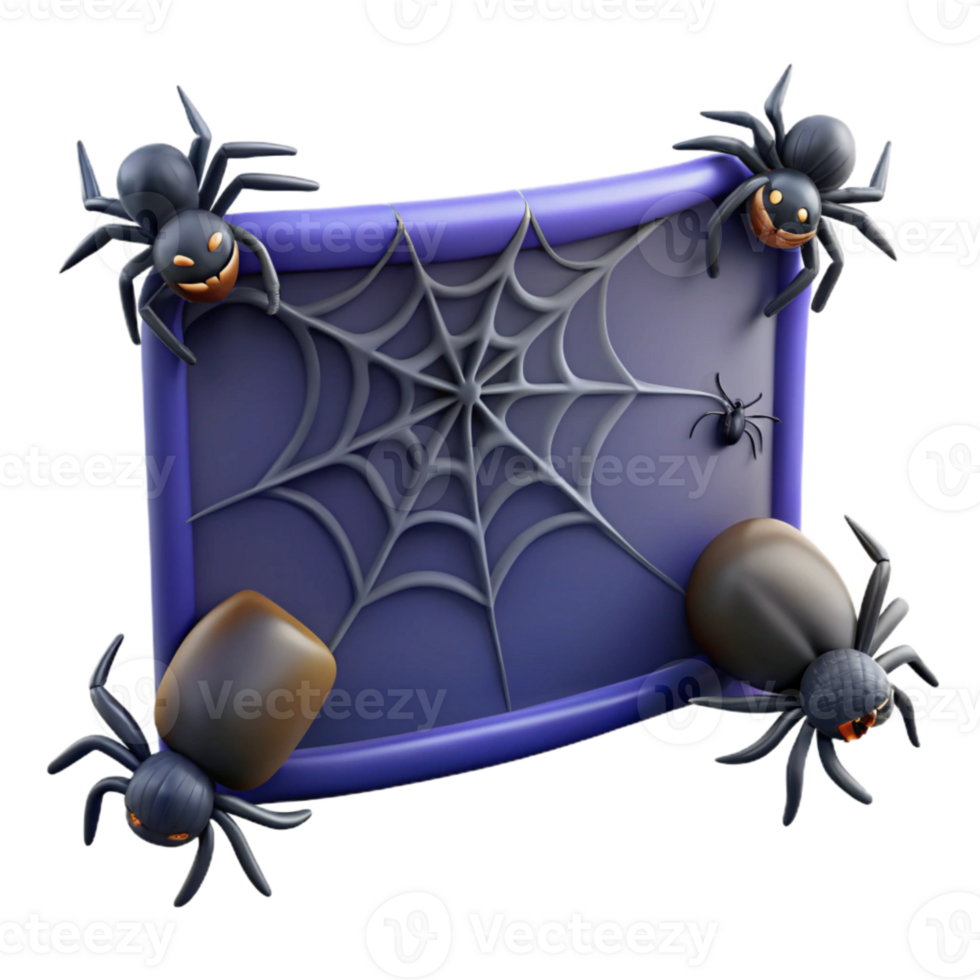 Halloween Spiders Web Frame 3D Render png