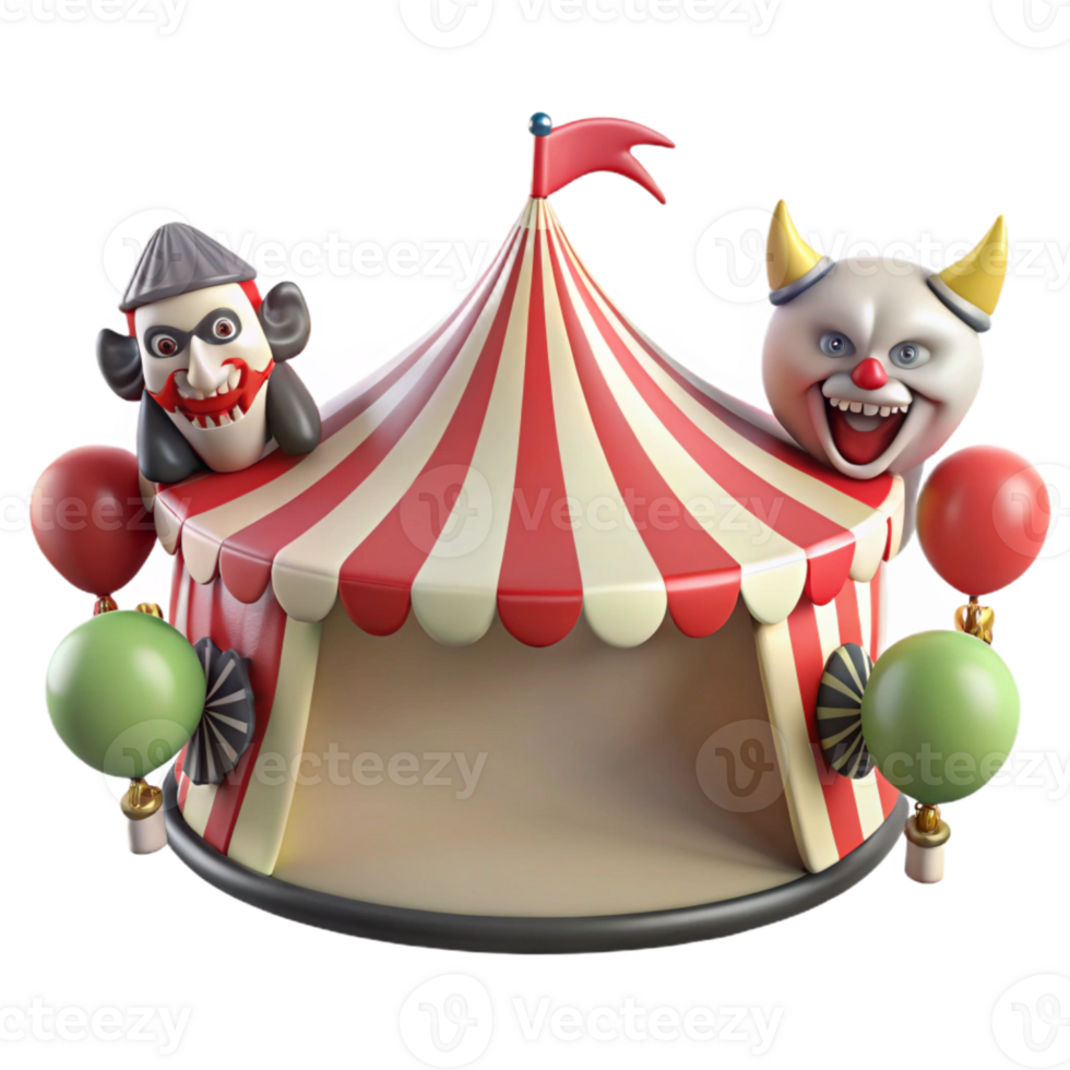 Creepy Circus Tent with Grinning Clowns png