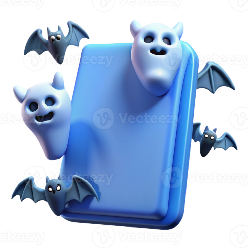 Halloween Fun with Blue Ghosts and Bats png