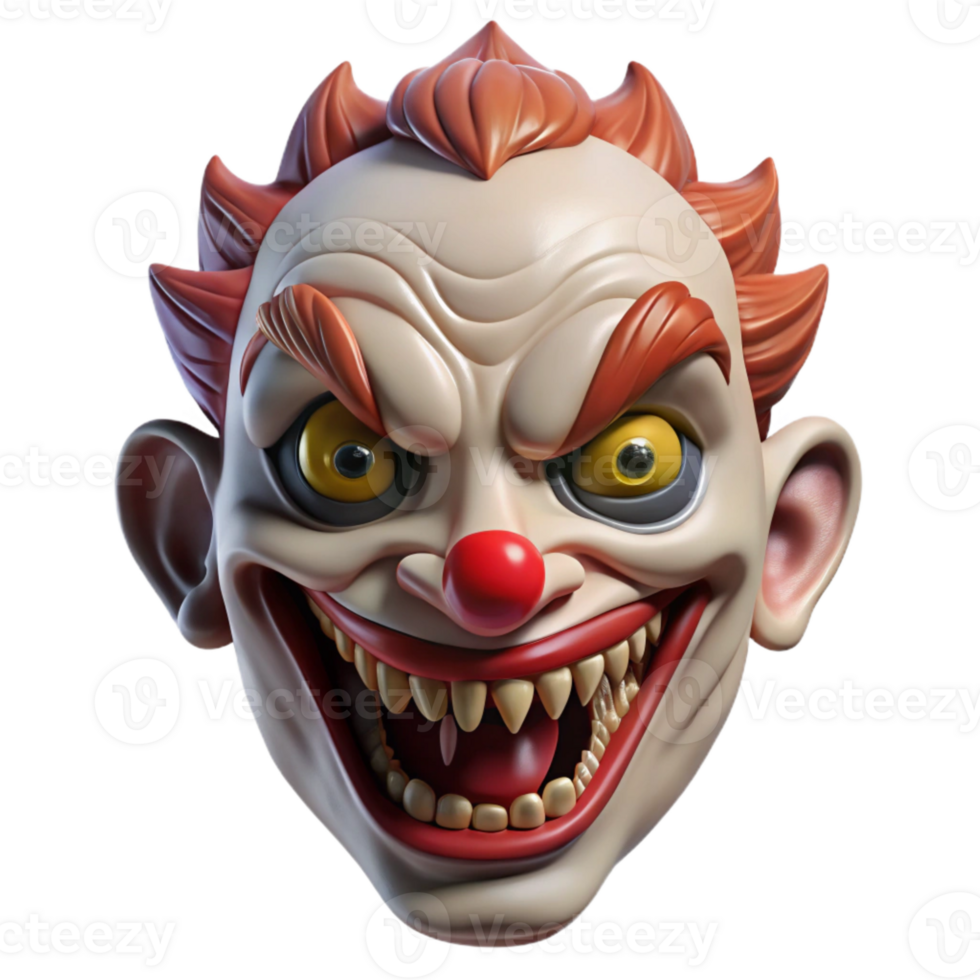 Scary Clown Face with Sharp Teeth and Evil Smile png
