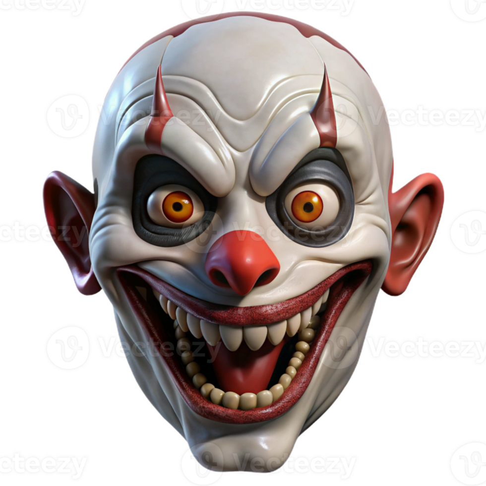 Scary Clown Face with Evil Grin png