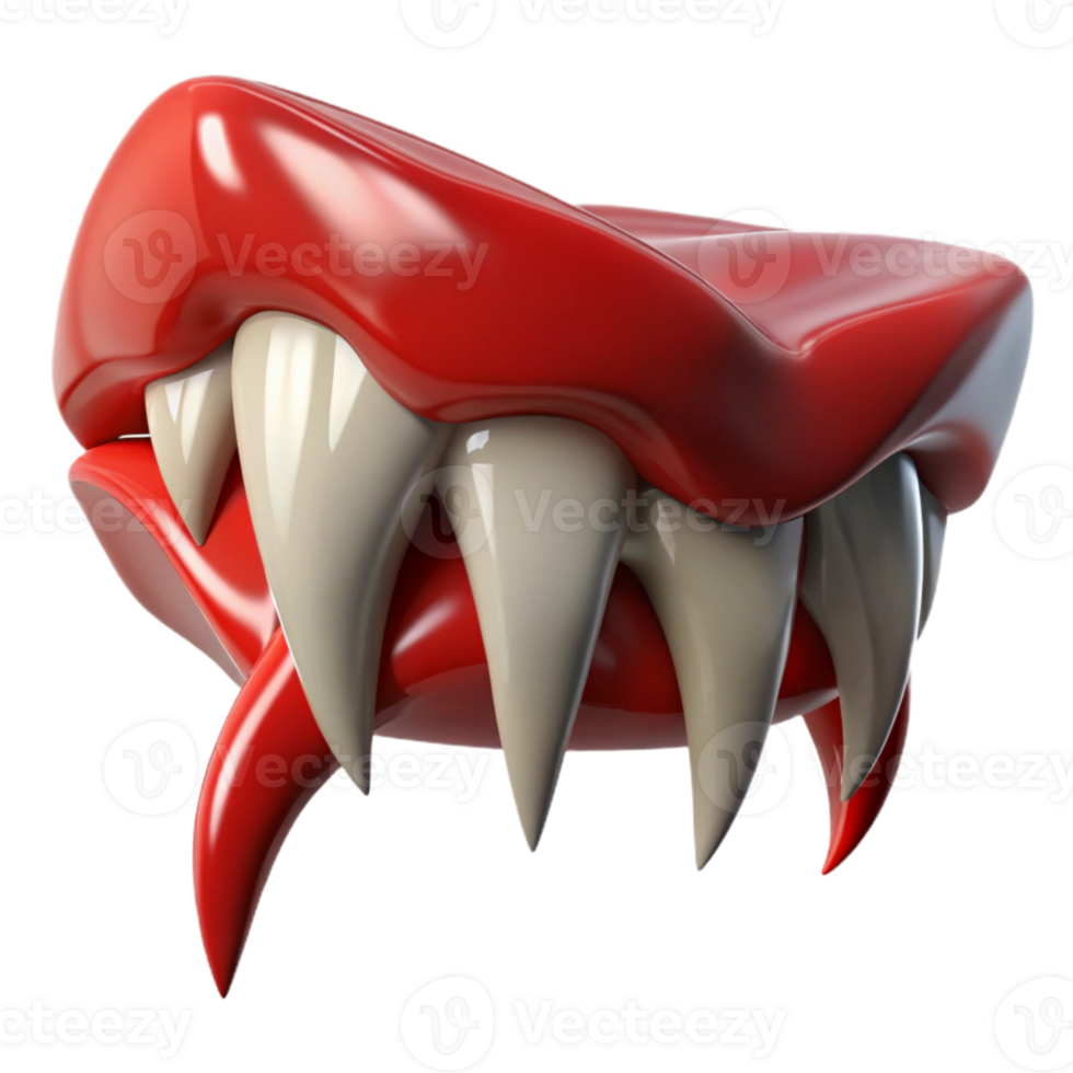 Sharp Red Monster Teeth with a Pointy Tongue png