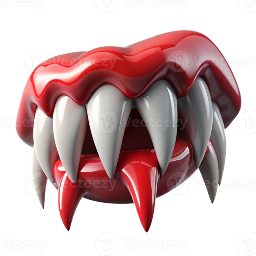 3D Render of Scary Fangs and Lips png