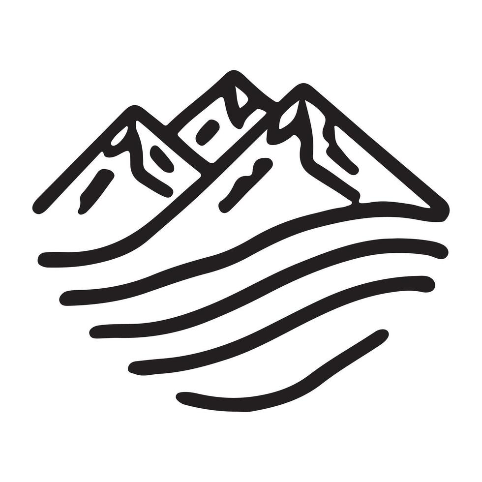 Mountains and waves icon vector