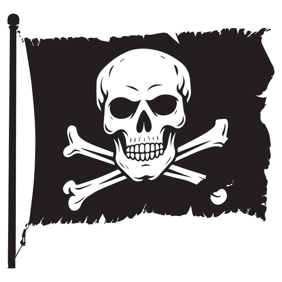 Pirate flag with skull and crossbones illustration vector