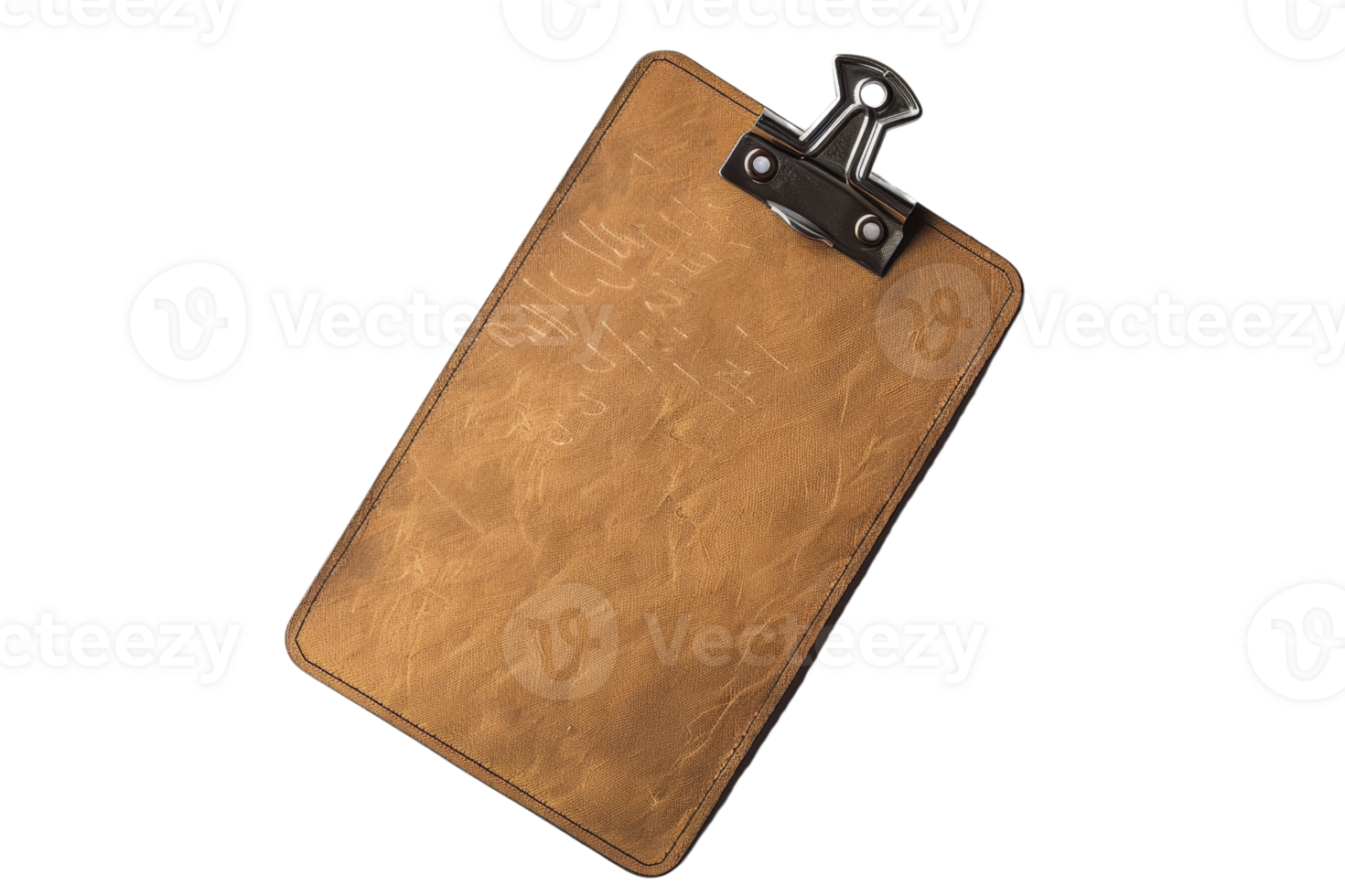 Vintage wooden clipboard with metal clip isolated on transparent background. Perfect for office, school, and nostalgic-themed projects. png