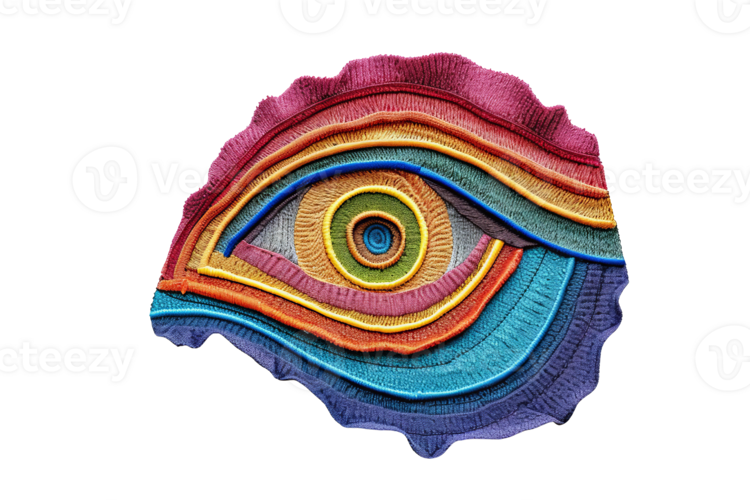 Colorful abstract eye illustration with vibrant layers of texture, perfect for modern art and creative design projects. png