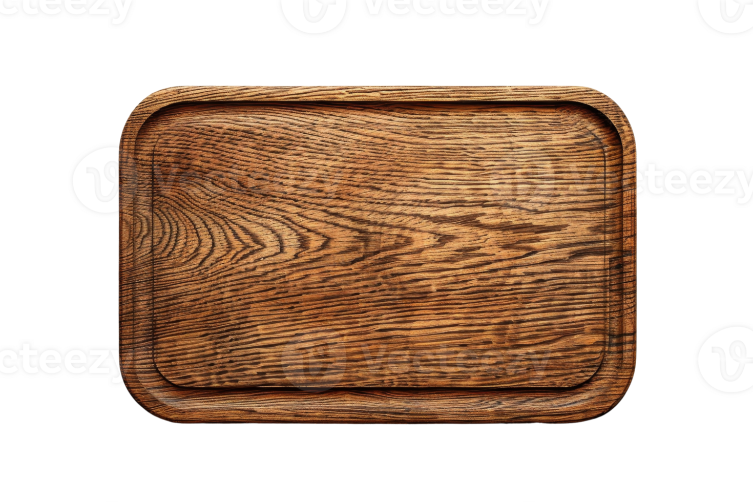 Rustic wooden cutting board with natural grain patterns, ideal for kitchen use, food photography, and culinary presentations. png