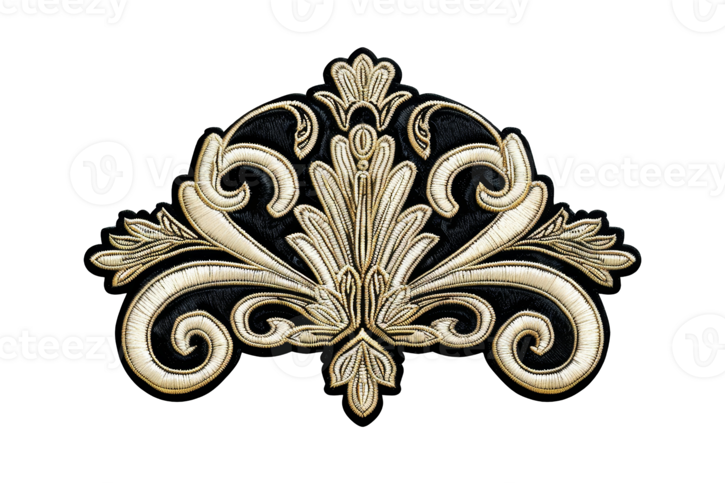 Elegant gold ornamental design on a black background, featuring intricate details and sophisticated craftsmanship, perfect for vintage decor. png