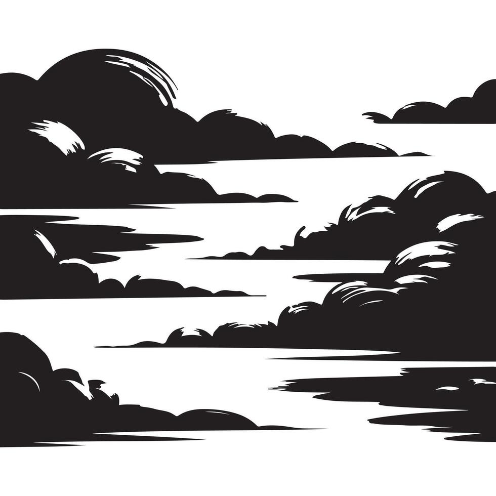 Black and white clouds over the ocean vector