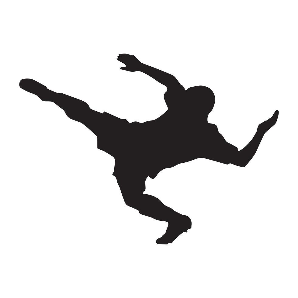 Silhouette of a soccer player kicking the ball vector