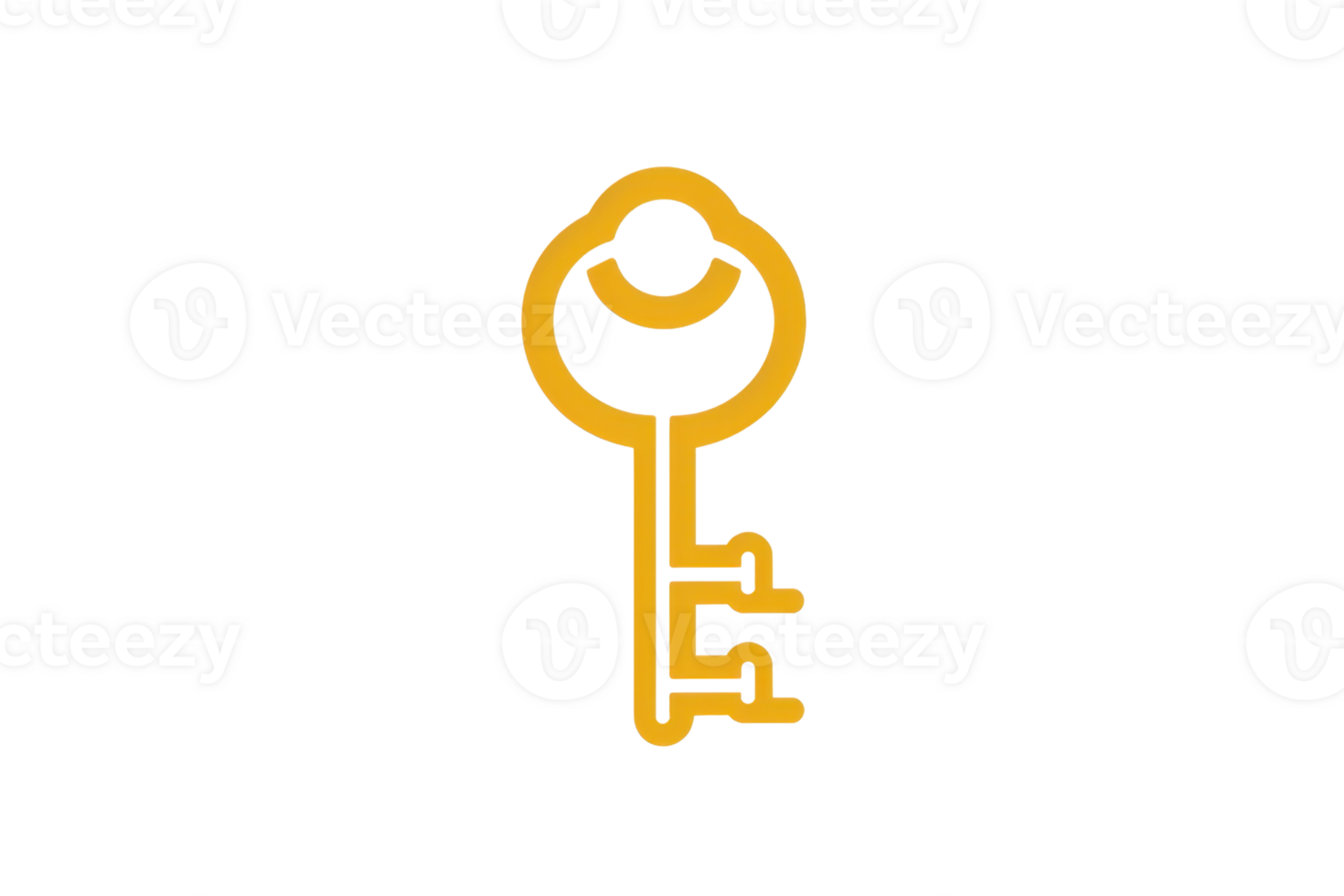 A simple, stylized golden key icon on a transparent background, symbolizing security, access, and unlocking potential. png
