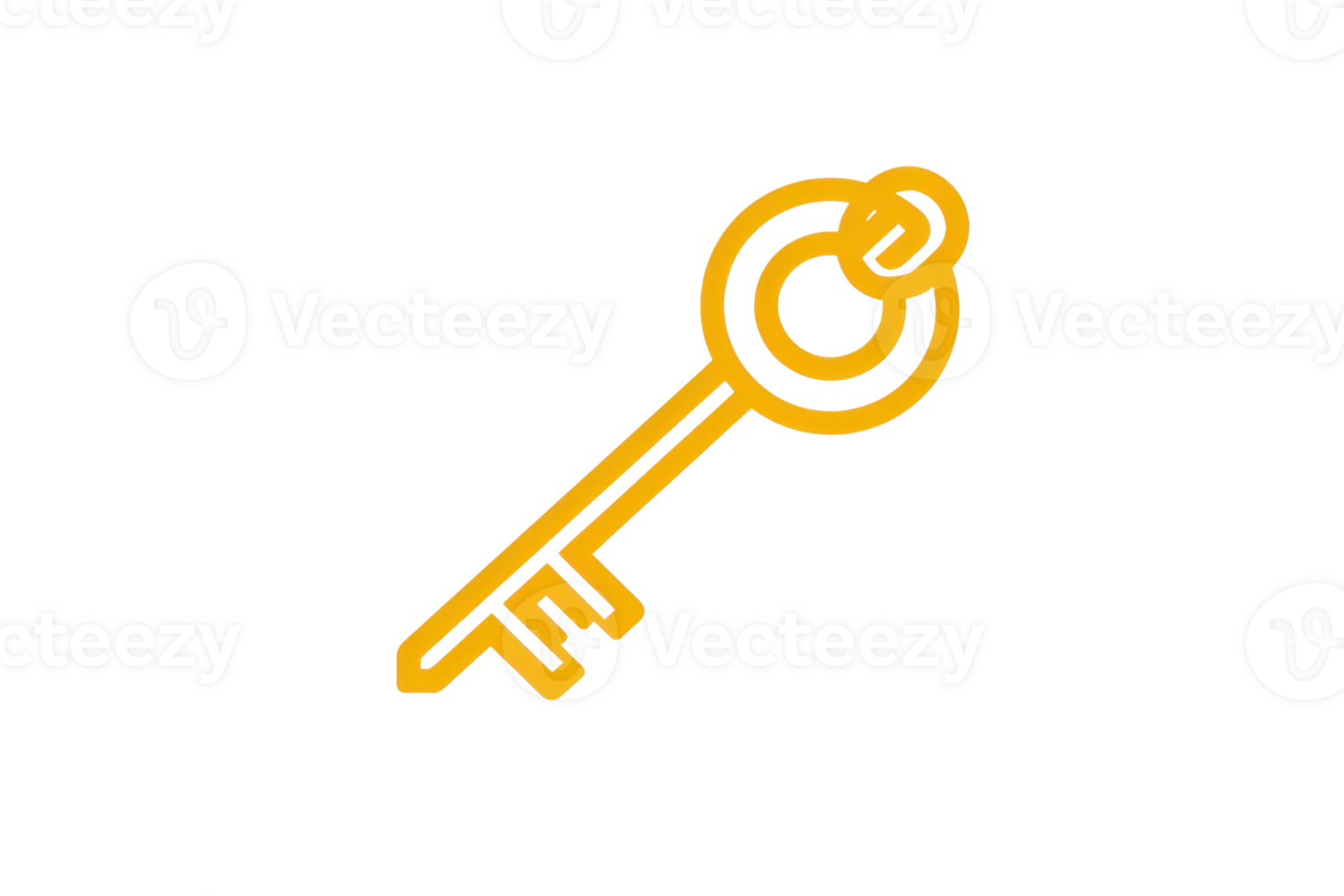 A yellow key icon on a transparent background, perfect for security, access, lock, and key-related themes in digital designs. png