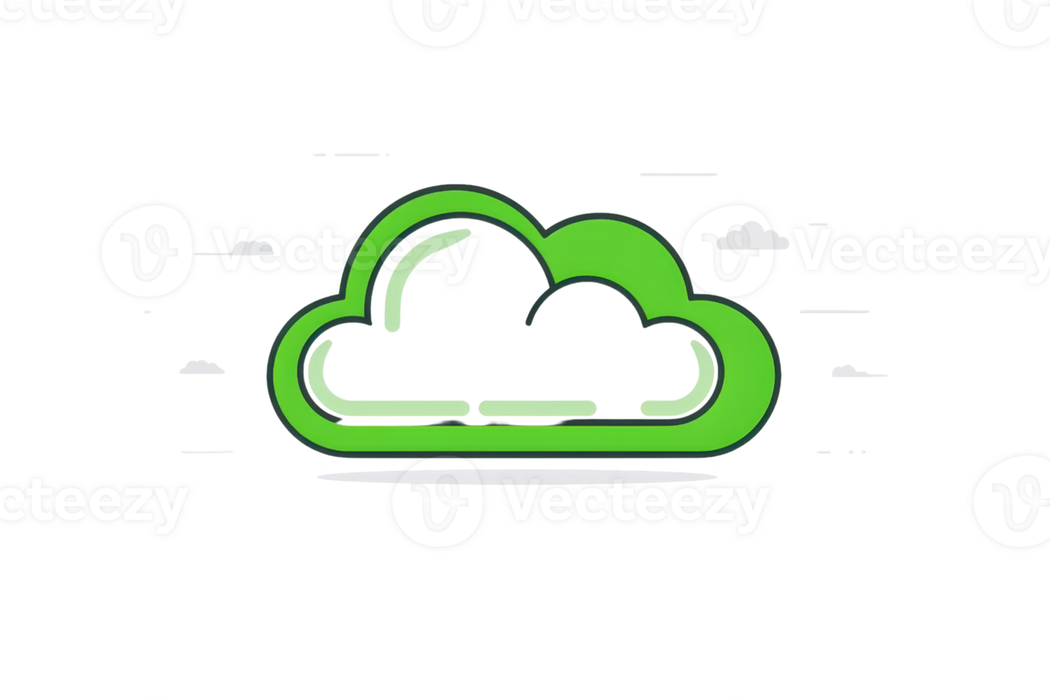 Abstract green cloud icon with white and green elements, representing cloud computing, technology, and environment. png