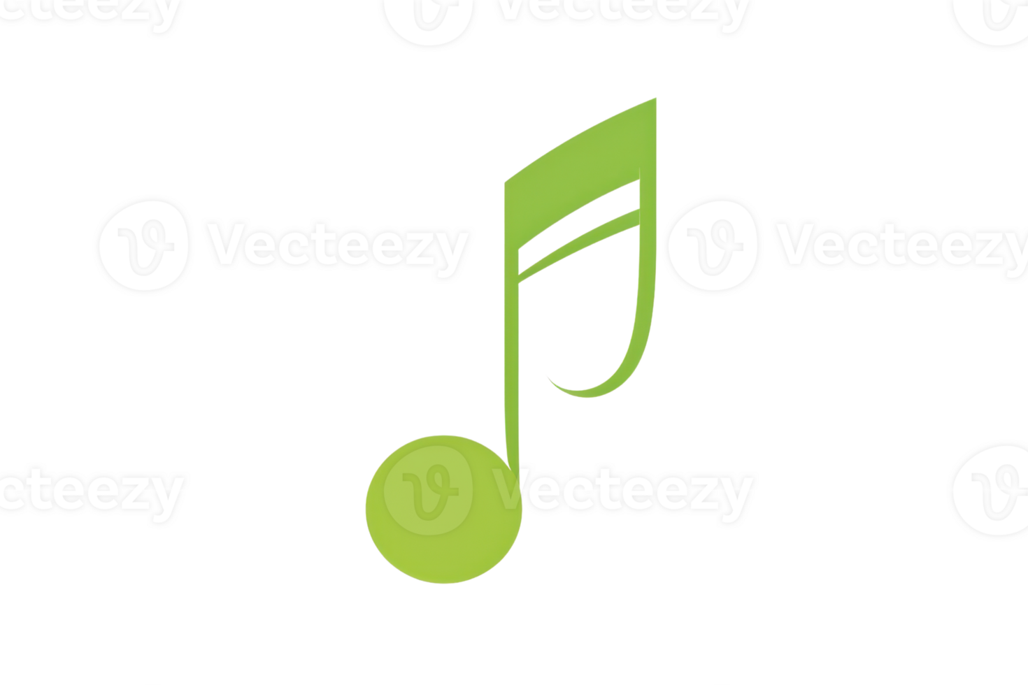 Green music note symbol on a transparent background. Ideal for music-related projects, logos, and designs highlighting musical themes. png