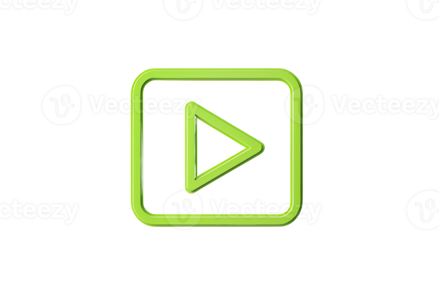 Green play button icon. Minimalistic design. Perfect for media, interface, or modern applications. Isolated on a transparent background. png